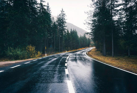  沥青，公路，雨，下雨