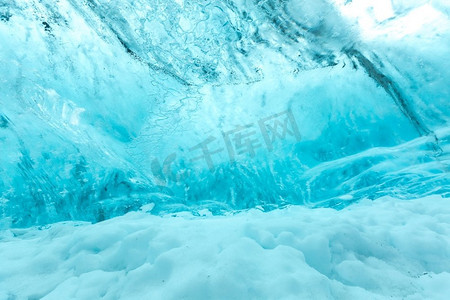 Vatnajokull冰川国家公园冰岛洞穴中的冰墙背景