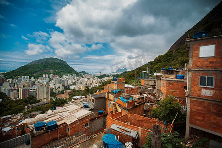 巴西里约热内卢法维拉彩色彩绘建筑