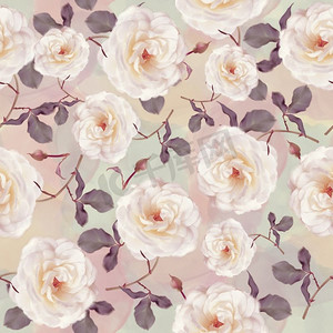 无缝   水彩玫瑰图案为您的设计提供无尽的质感。无缝   水彩玫瑰图案