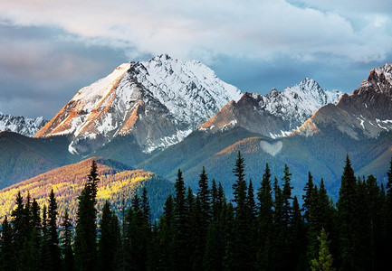 加拿大落基山脉夏季风景如画的山景