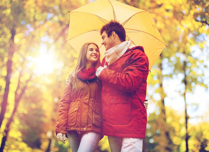 雨伞、秋天、公园、爱情