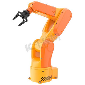 工业机器人手臂。工业机器人手臂孤立在白色上。3D插图