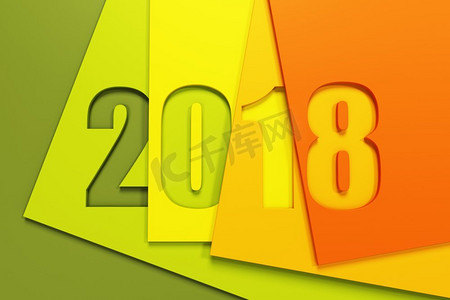 日历2018摄影照片_新的一年2018，3D渲染