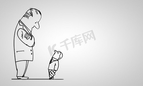 卡通滑稽小人。白色背景下滑稽商人的漫画