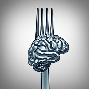 大脑，叉子，精神，吃