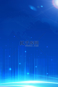 科技背景背景图片_简约科技城市蓝色大气互联网5G海报背景