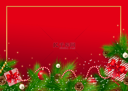 金色圣诞节背景背景图片_圣诞节渐变边框红色背景