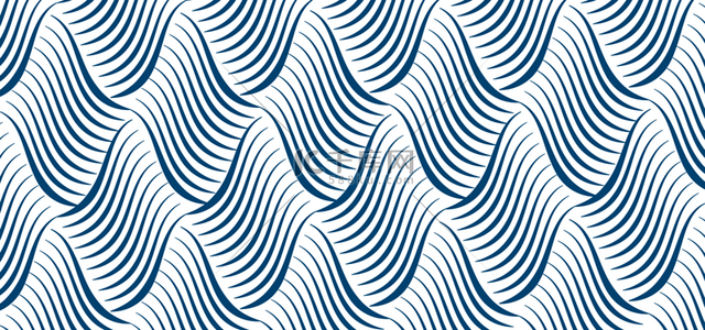 蓝色无缝背景图片_波浪纹理抽象线条艺术无缝背景