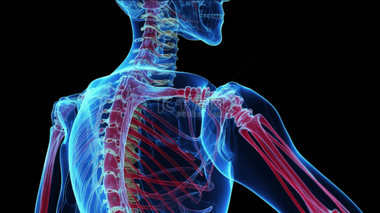 肩膀背景图片_科技风蓝色肩膀骨骼人体关节