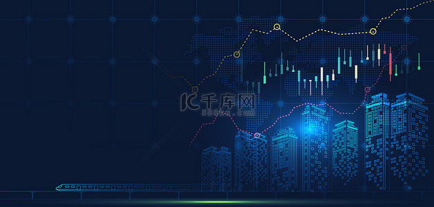 金融背景图片_金融科技城市蓝色商务科技风背景图