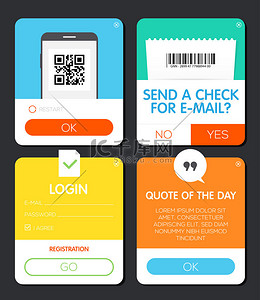 弹出窗口。Web 设计元素。登录和注册的弹出窗口。弹出窗口.