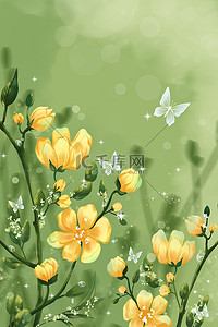 春季背景蝴蝶植物