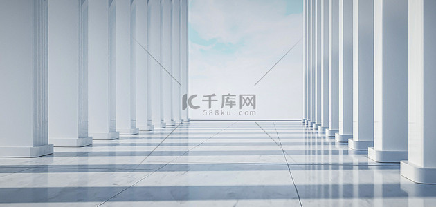 商务c4d背景图片_建筑空间立体背景白色C4D立体