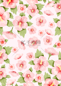水彩晕染粉色背景图片_韩国木槿花花朵背景