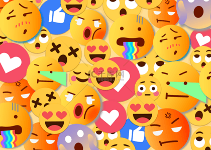 点赞背景图片_emoji表情爱心黄色社媒背景