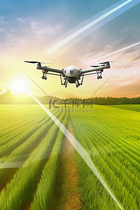 无人机背景图片_现代农业农田无人机飞行背景