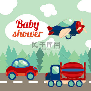 标题装饰可爱背景图片_婴儿淋浴玩具交通卡