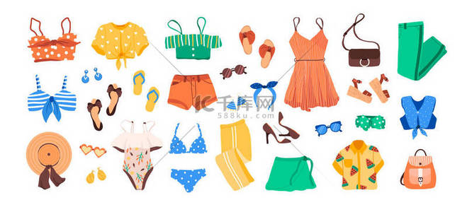 女装背景图片_一套服装创造者与夏季时尚女装，鞋，配件