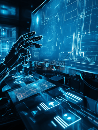 机械臂未来科技大数据人工智能科幻场景