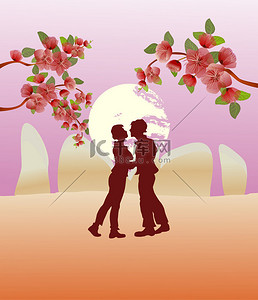 kiss背景图片_Kissing couple in the park