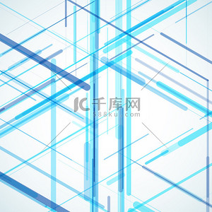 抽象的等距计算机生成的 3d 蓝图可视化行背景。技术突破的矢量图.