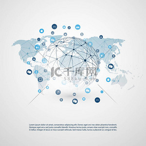 物联网背景图片_物联网、 云计算与图标-数字网络连接技术背景的设计概念