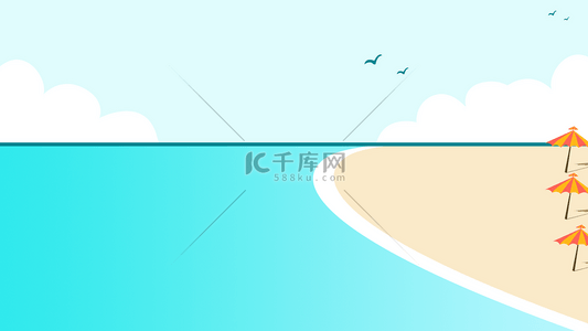 春天的沙滩大海背景图片_海边极简主义亮蓝色电脑壁纸背景