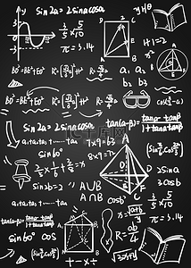 硬笔书法大赛背景图片_卡通黑板上的教育数学公式背景