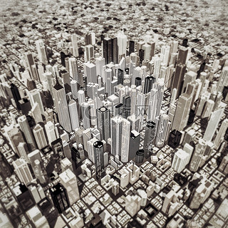 市区金融区高层景观3D图解