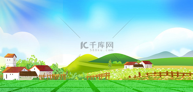 排水建设背景图片_新农村田地绿色创意背景