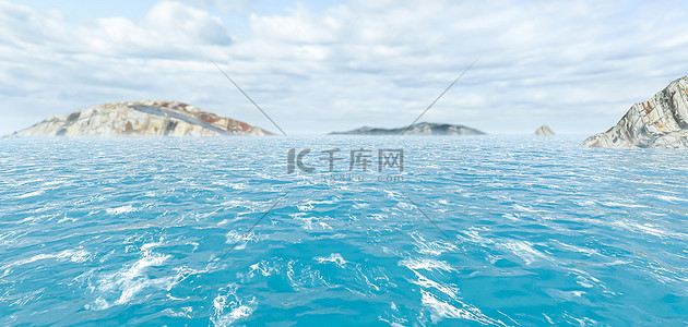 蓝色海洋海平面C4D背景