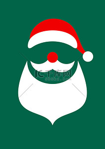 圣诞卡抽象图形圣诞老人红白深绿色