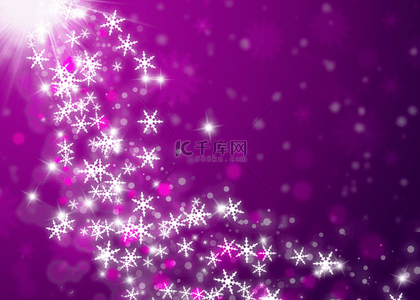 圣诞节明信片背景图片_圣诞雪花紫色抽象光影背景