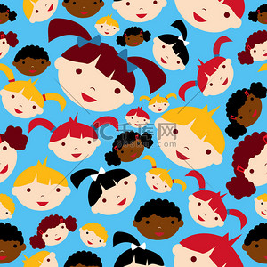 卡通平铺背景背景图片_多样性的儿童面孔格局