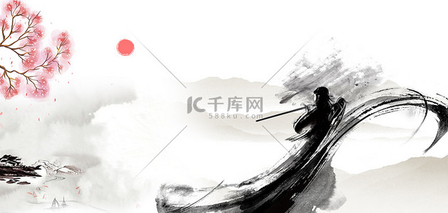 中武侠背景图片_武侠水墨中国风山水原创背景