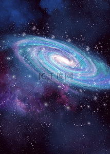 蓝色银河抽象星空旋转星云背景