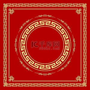 矢量中国框架样式红色为背景，插图