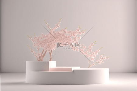 电商促销白色背景图片_3D立体电商展台促销白色展台