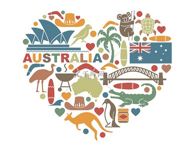 ppt背景背景图片_符号的澳大利亚在心的形状