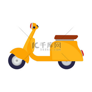中国风背景背景图片_黄色摩托车矢量插图侧面看平面图标自行车的设计. 交通隔离体育人士的车速. 城市自行车运送电动自行车. 城市生活方式的旅行增加了生态租金