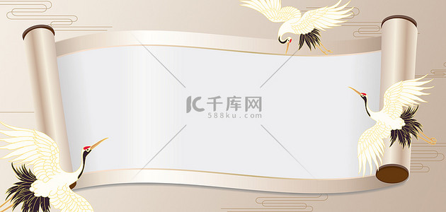 古典卷轴背景图片_卷轴各种形象浅黄色中国风