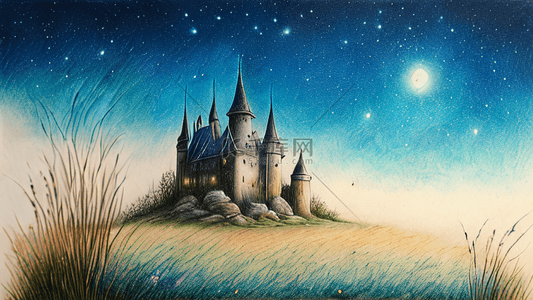 城堡城堡背景图片_六一水彩童话城堡