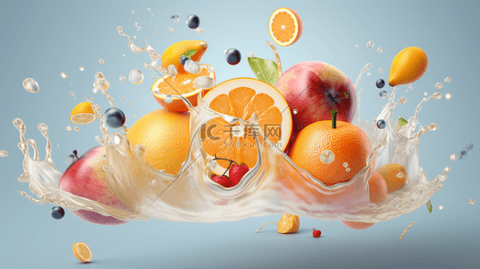 彩色3D立体水果组合