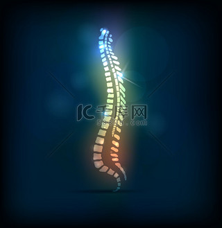 医学研究背景图片_多彩的脊柱椎柱，亮设计