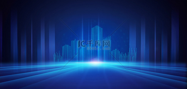 公司背景图片_商务科技建筑蓝色科技风