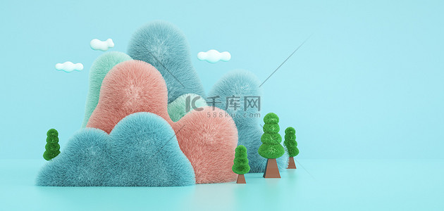 毛绒c4d毛绒质感背景