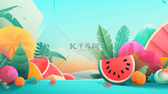 水果背景图片_夏季小清新水果简约背景