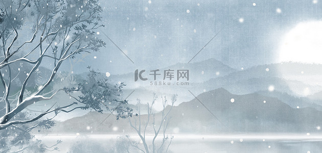 冬至背景图片_立冬雪景树木