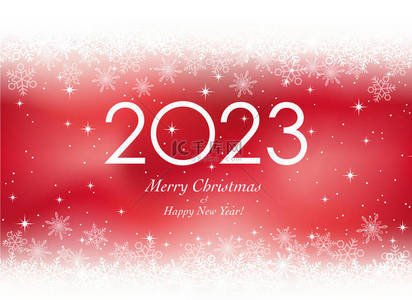圣诞及新年贺卡背景图片_2023年圣诞及新年贺卡，红白相间，矢量图解.
